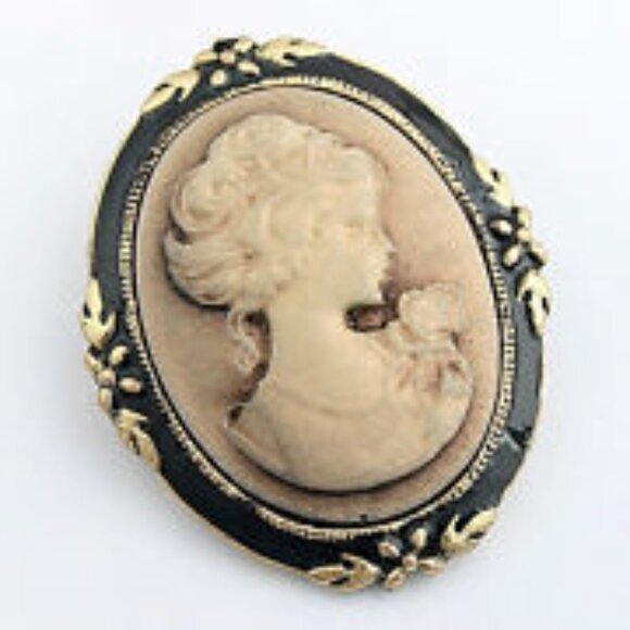 The Unbranded Brand Jewelry - CAMEO brooch, vintage look, brown and beige pin